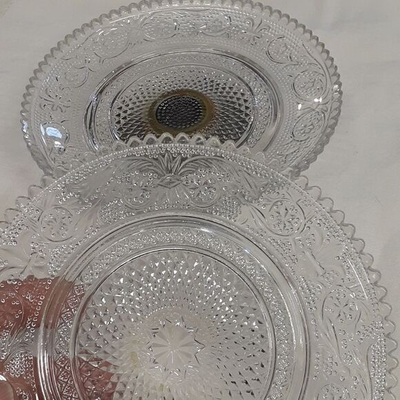 3 pc set vintage KIG Malaysia Fleur De Lis pattern 5 3/4" D. dish - Picture 5 of 8